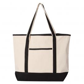 Q-Tees Q1500 34.6L Large Canvas Deluxe Tote - Natural/Black