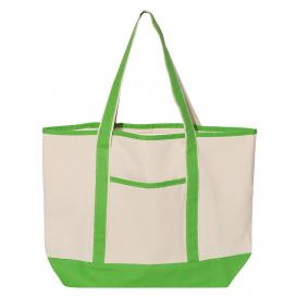 Q-Tees Q1500 34.6L Large Canvas Deluxe Tote - Natural/Lime