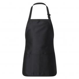 Q-Tees Q4250 Full-Length Apron with Pouch Pocket - Black