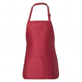 Q-Tees Q4250 Full-Length Apron with Pouch Pocket - Red