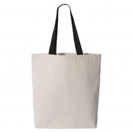 Q-Tees Q4400 11L Canvas Tote with Contrast-Color Handles - Natural/Black