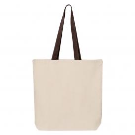 Q-Tees Q4400 11L Canvas Tote with Contrast-Color Handles - Natural/Chocolate