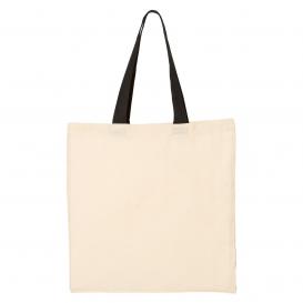 Q-Tees QTB6000 Economical Tote with Contrast-Color Handles - Natural/Black