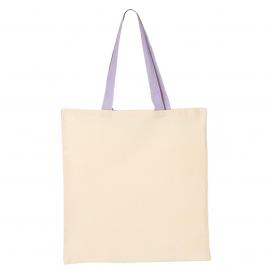 Q-Tees QTB6000 Economical Tote with Contrast-Color Handles - Natural/Lavender