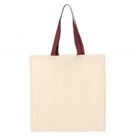 Q-Tees QTB6000 Economical Tote with Contrast-Color Handles - Natural/Maroon