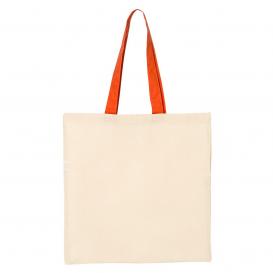 Q-Tees QTB6000 Economical Tote with Contrast-Color Handles - Natural/Orange