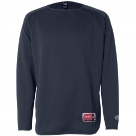 Rawlings 9705 Long Sleeve Flatback Mesh Fleece Pullover - Navy