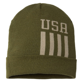 Cap America RK12 USA-Made Patriotic Cuffed Beanie - Olive/Khaki USA