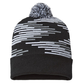 Cap America RKB12 USA-Made Bar Beanie - Black/Heather Grey/White