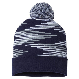 Cap America RKB12 USA-Made Bar Beanie - Black/True Navy Heather/White