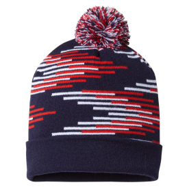 Cap America RKB12 USA-Made Bar Beanie - True Navy/True Red/White