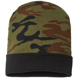 Cap America RKC12 USA-Made Camo Cuffed Beanie - Woodland Camo