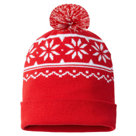 Cap America RKF12 USA-Made Snowflake Beanie - True Red