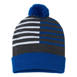 Cap America RKH12 USA-Made Half Color Beanie - True Navy/White