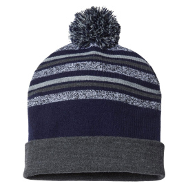 Cap America RKL12 USA-Made Striped Beanie - True Navy