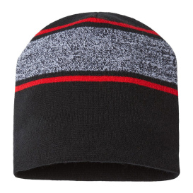 Cap America RKV9 USA-Made Variegated Striped Beanie - Black/True Red