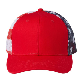 Kati S700M Printed Mesh Trucker Cap - Red/USA Flag