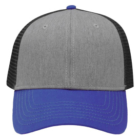 Sportsman SP1450 Traditional Lo-Pro Mesh Back Trucker Fit Cap - Heather Grey/Charcoal/Royal 