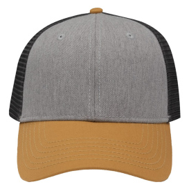 Sportsman SP1450 Traditional Lo-Pro Mesh Back Trucker Fit Cap - Heather Grey/Charcoal/Vegas Gold