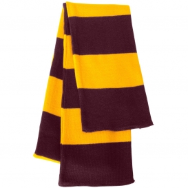 Sportsman SP02 Rugby Striped Knit Scarf - Maroon/Gold