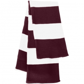 Sportsman SP02 Rugby Striped Knit Scarf - Maroon/White