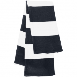 Sportsman SP02 Rugby Striped Knit Scarf - Navy/White