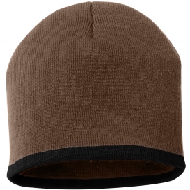 Sportsman SP09 8 Inch Bottom Striped Knit Beanie - Saddle/Black