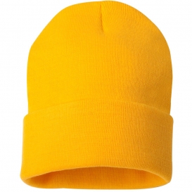 Sportsman SP12 12 Inch Solid Knit Beanie - Gold