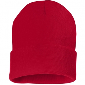 Sportsman SP12 12 Inch Solid Knit Beanie - Red