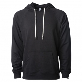 Independent Trading Co. SS1000 Unisex Lightweight Loopback Terry Hooded Pullover - Black