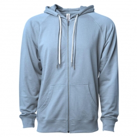 Independent Trading Co. SS1000Z Unisex Lightweight Loopback Terry Zip Hood - Misty Blue