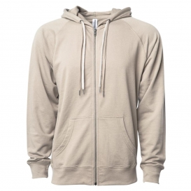 Independent Trading Co. SS1000Z Unisex Lightweight Loopback Terry Zip Hood - Sand