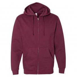 Independent Trading Co. SS4500Z Midweight Full-Zip Hooded Sweatshirt - Maroon