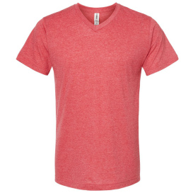 Tultex 207 Unisex Poly-Rich V-Neck T-Shirt - Heather Red