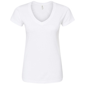 Tultex 214 Women\'s Slim Fit Fine Jersey V-Neck T-Shirt - White