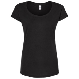 Tultex 243 Women\'s Poly-Rich Scoop Neck T-Shirt - Black