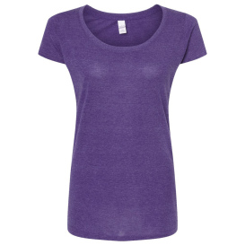 Tultex 243 Women\'s Poly-Rich Scoop Neck T-Shirt - Heather Purple