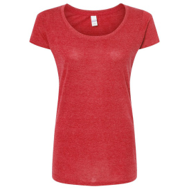 Tultex 243 Women\'s Poly-Rich Scoop Neck T-Shirt - Heather Red