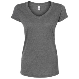 Tultex 244 Women\'s Poly-Rich V-Neck T-Shirt - Heather Charcoal