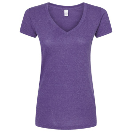 Tultex 244 Women\'s Poly-Rich V-Neck T-Shirt - Heather Purple