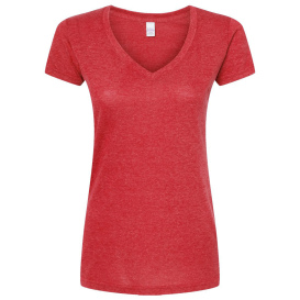 Tultex 244 Women\'s Poly-Rich V-Neck T-Shirt - Heather Red