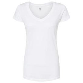 Tultex 244 Women\'s Poly-Rich V-Neck T-Shirt - White