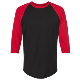 Tultex 245 Unisex Fine Jersey Raglan T-Shirt - Black/Red