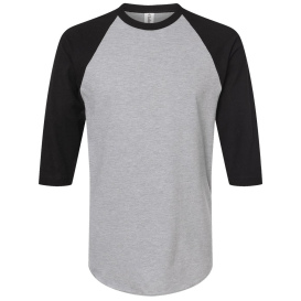 Tultex 245 Unisex Fine Jersey Raglan T-Shirt - Heather Grey/Black