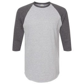 Tultex 245 Unisex Fine Jersey Raglan T-Shirt - Heather Grey/Heather Charcoal