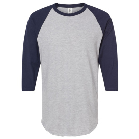 Tultex 245 Unisex Fine Jersey Raglan T-Shirt - Heather Grey/Navy
