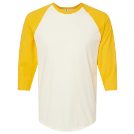 Tultex 245 Unisex Fine Jersey Raglan T-Shirt - Vintage White/Mellow Yellow