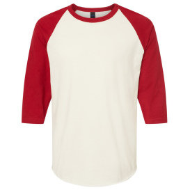 Tultex 245 Unisex Fine Jersey Raglan T-Shirt - Vintage White/Rio Red