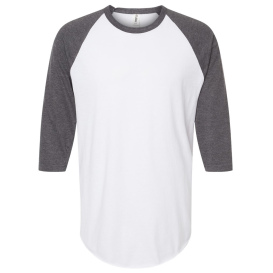 Tultex 245 Unisex Fine Jersey Raglan T-Shirt - White/Heather Charcoal