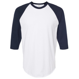 Tultex 245 Unisex Fine Jersey Raglan T-Shirt - White/Navy